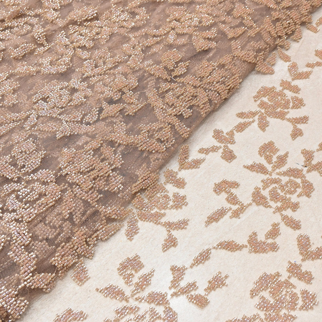 Luxury Imported Net Bead Embroidery Fabric 60" – Heavy Designer Net Fabric - CF4898-5