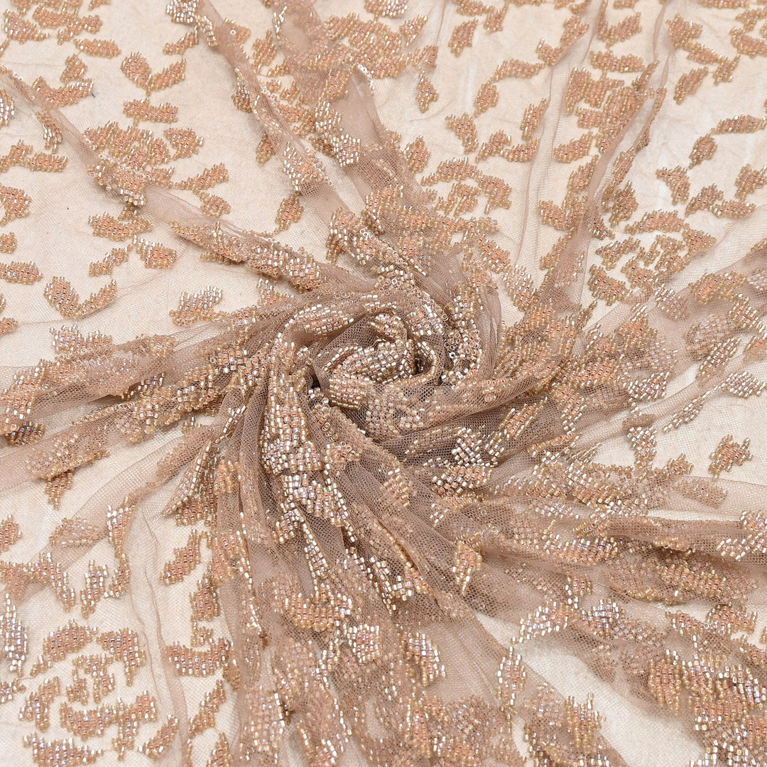 Luxury Imported Net Bead Embroidery Fabric 60" – Heavy Designer Net Fabric - CF4898-5