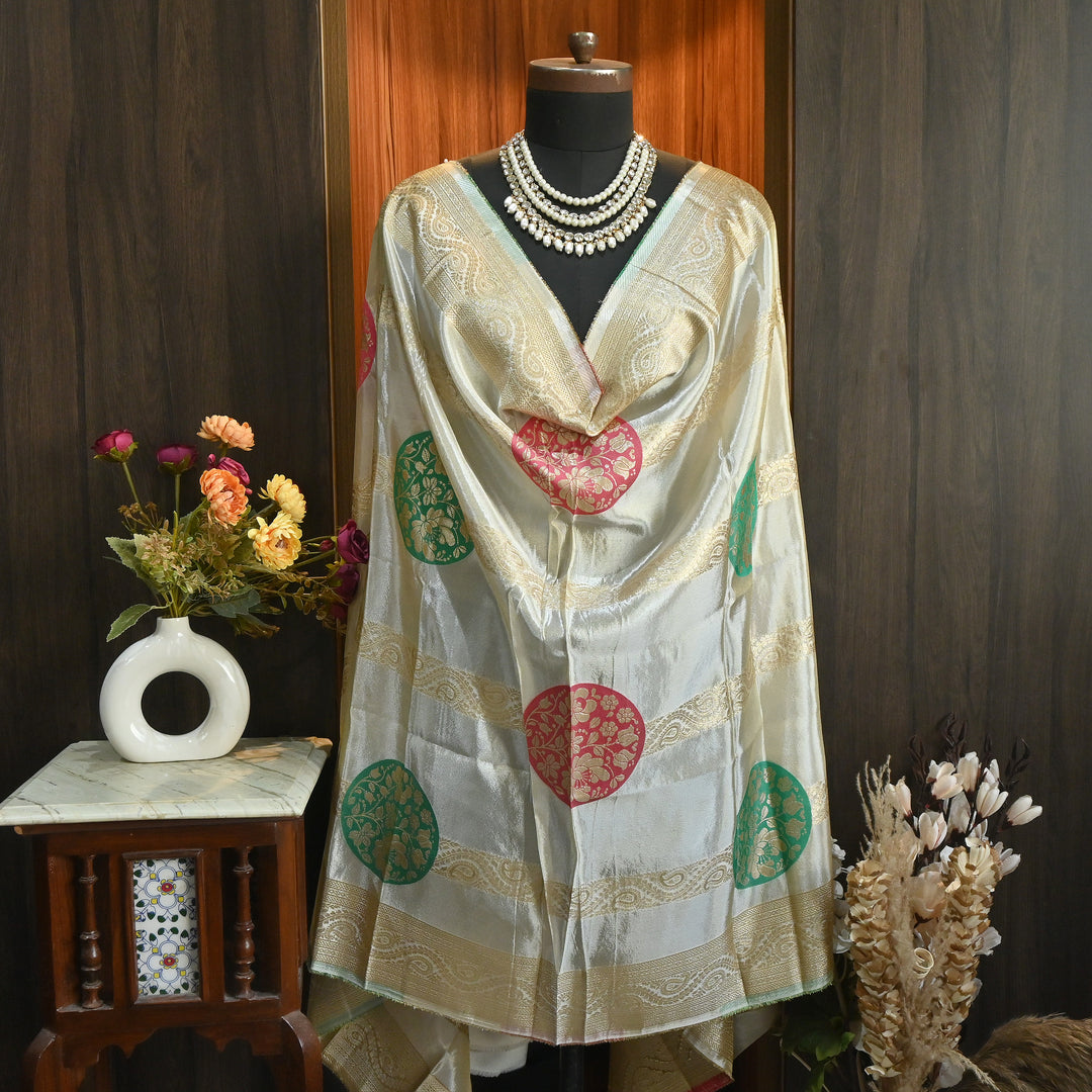 Dyble Tissue Meena Zari Dupatta | Premium Designer Ethnic Dupatta for Suits & Lehengas-EL0001