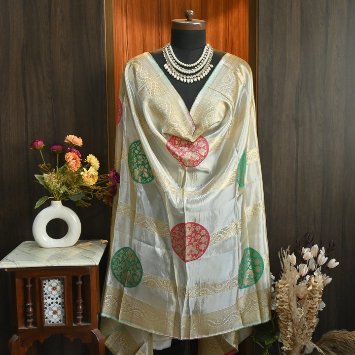 Dyble Tissue Meena Zari Dupatta | Premium Designer Ethnic Dupatta for Suits & Lehengas-EL0001