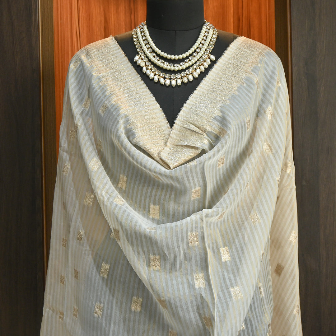 Elegant Organza Tissue Zari Jacquard Dupatta | Premium Designer Dupatta-JACQ395