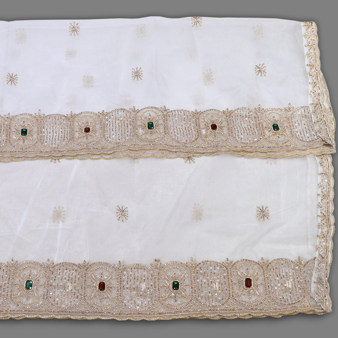 Premium Nylon Organza Dupatta with Zari & Sequin Embroidery | Designer Party Wear Dupatta-1701RM