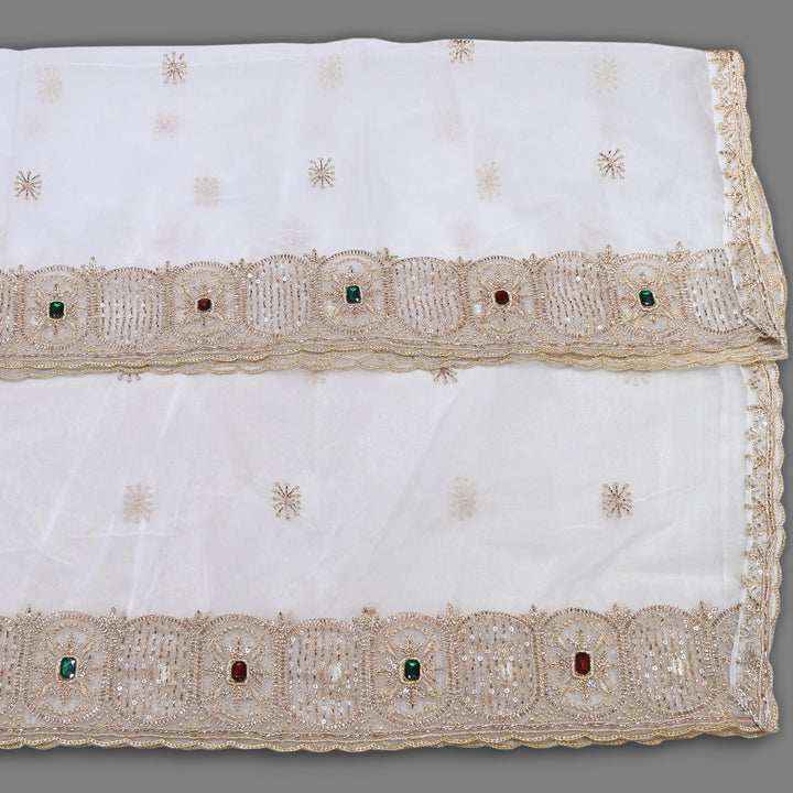 Premium Nylon Organza Dupatta with Zari & Sequin Embroidery | Designer Party Wear Dupatta-1701RM