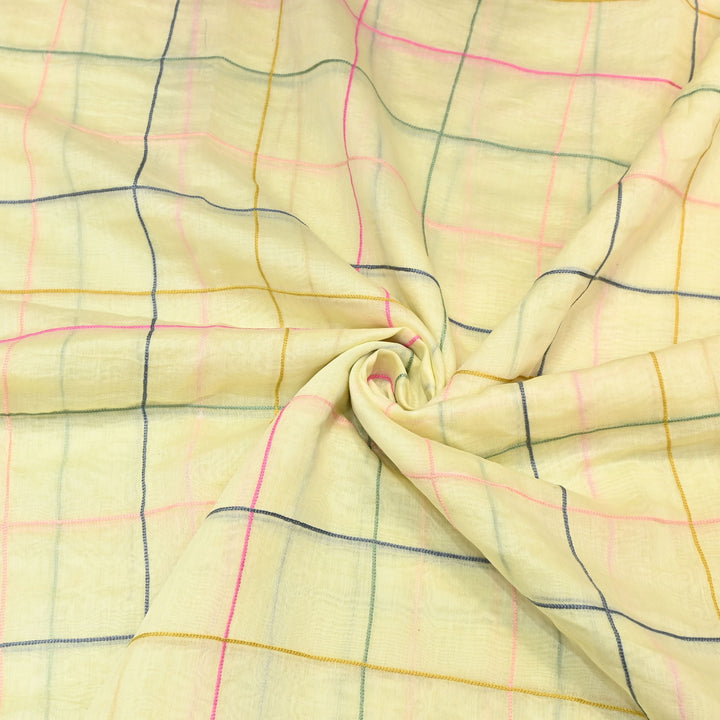 Premium Mul Chanderi Multicolor Thread Work Fabric - V2220C-01