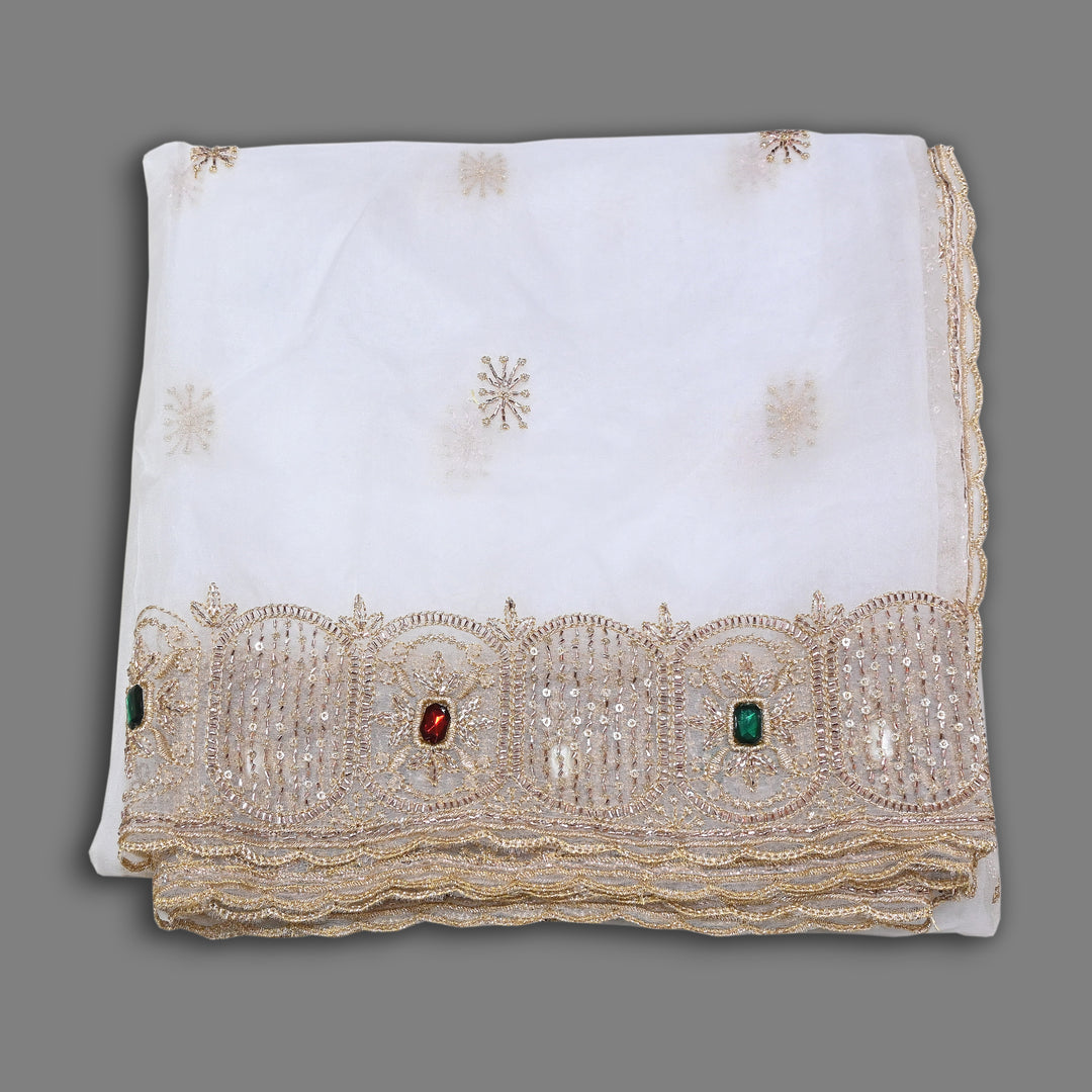 Premium Nylon Organza Dupatta with Zari & Sequin Embroidery | Designer Party Wear Dupatta-1701RM
