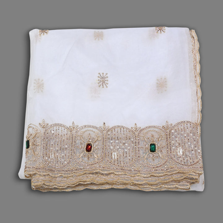 Premium Nylon Organza Dupatta with Zari & Sequin Embroidery | Designer Party Wear Dupatta-1701RM