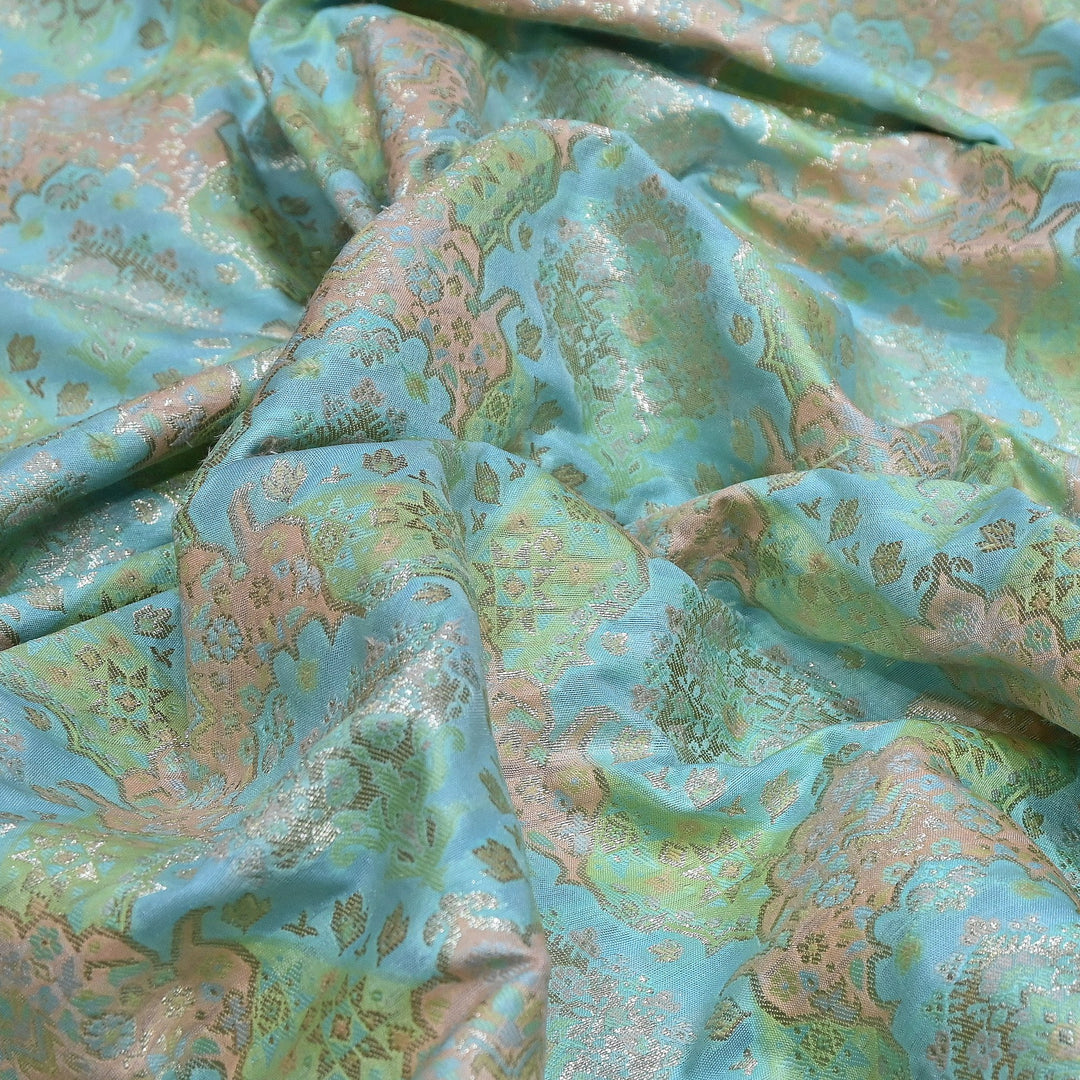 Banarasi Rangkat Zari Brocade Fabric|Traditional Woven Designer Banarasi Fabric| RAN365-A