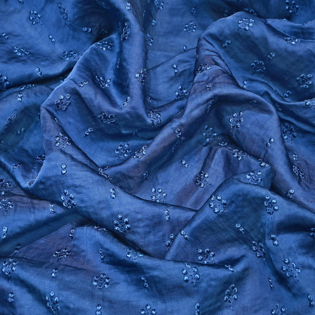 Linen Satin Thread Embroidery Fabric | Soft Designer Fabric- MF0739-2