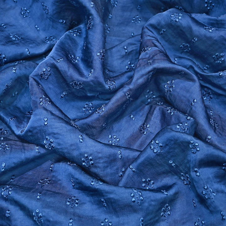Linen Satin Thread Embroidery Fabric | Soft Designer Fabric- MF0739-2