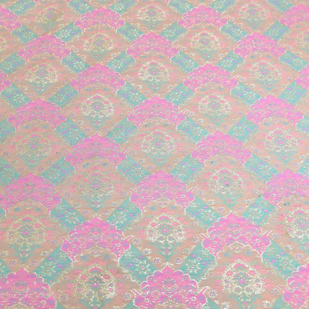 Banarasi Rangkat Zari Brocade Fabric|Traditional Woven Designer Banarasi Fabric| RAN365-B