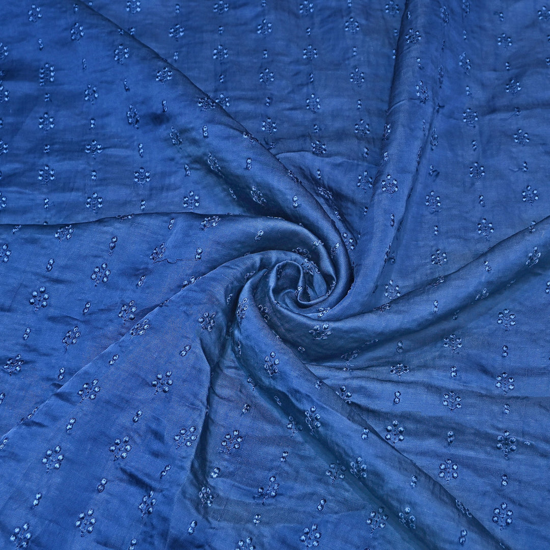 Linen Satin Thread Embroidery Fabric | Soft Designer Fabric- MF0739-2