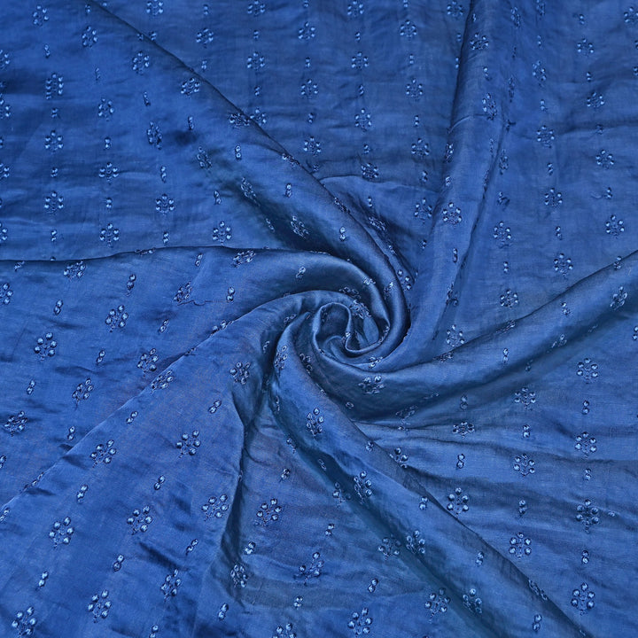 Linen Satin Thread Embroidery Fabric | Soft Designer Fabric- MF0739-2