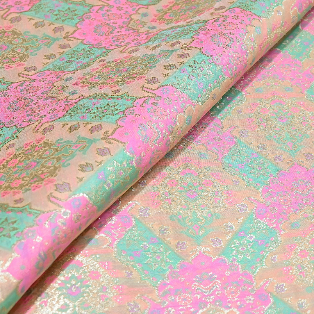Banarasi Rangkat Zari Brocade Fabric|Traditional Woven Designer Banarasi Fabric| RAN365-B
