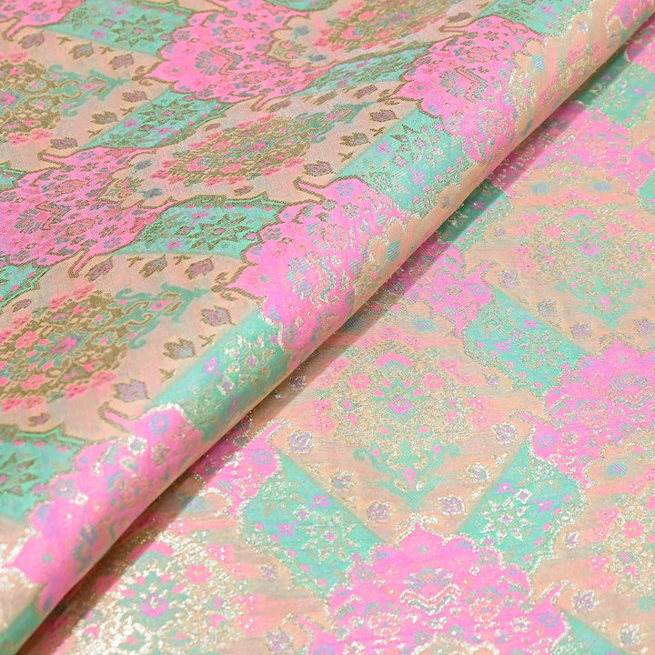 Banarasi Rangkat Zari Brocade Fabric|Traditional Woven Designer Banarasi Fabric| RAN365-B