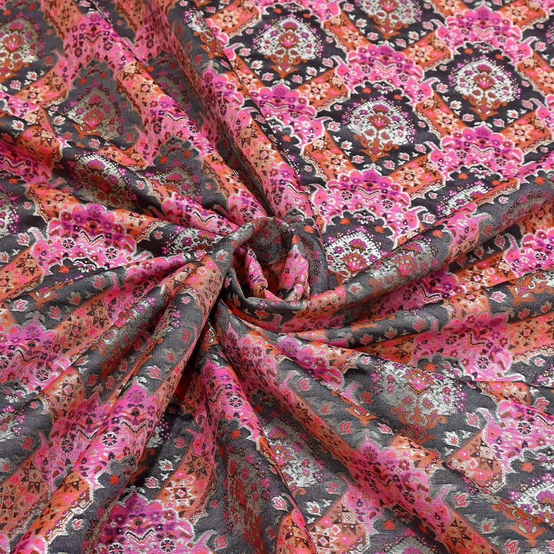 Banarasi Rangkat Zari Brocade Fabric|Traditional Woven Designer Banarasi Fabric| RAN365-C