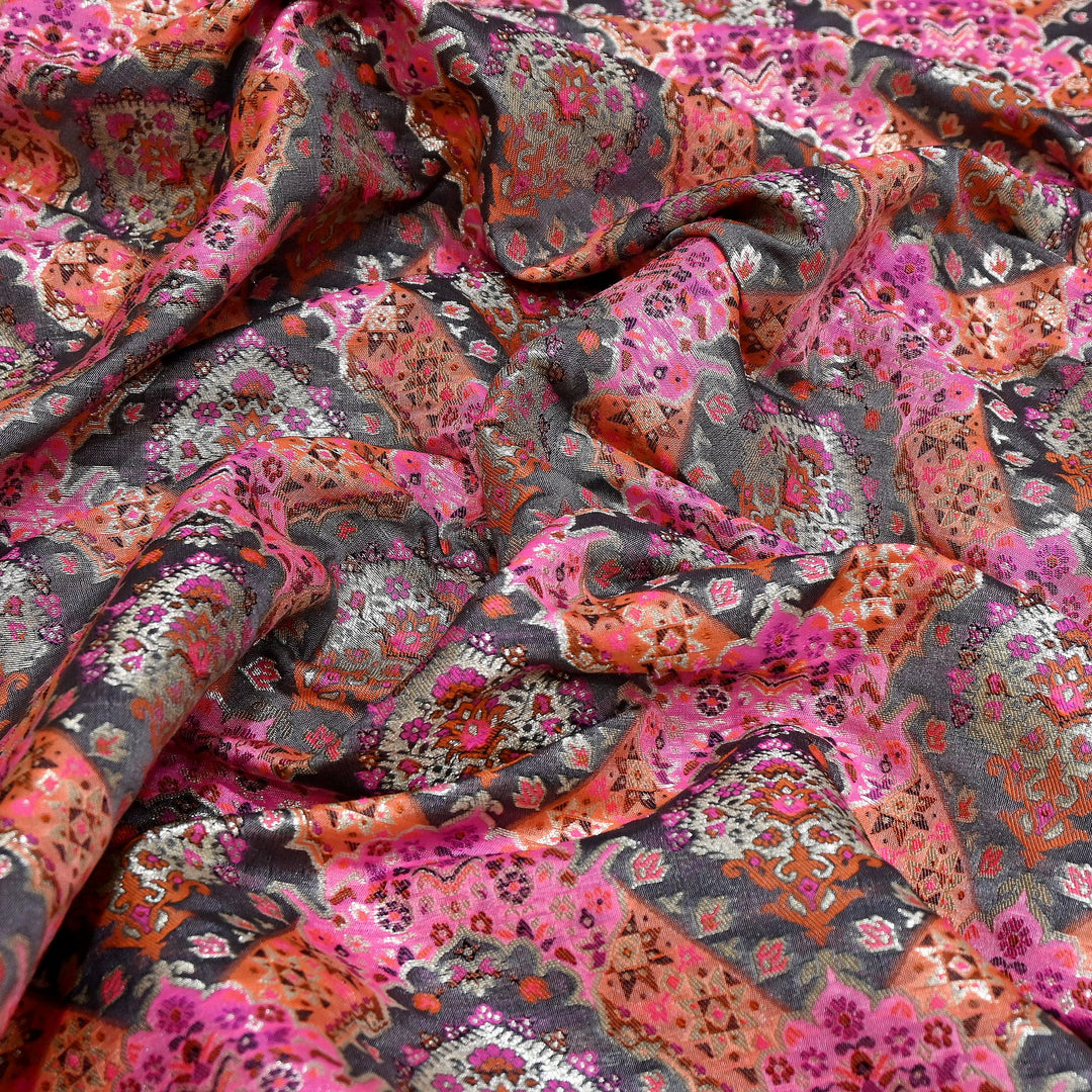 Banarasi Rangkat Zari Brocade Fabric|Traditional Woven Designer Banarasi Fabric| RAN365-C