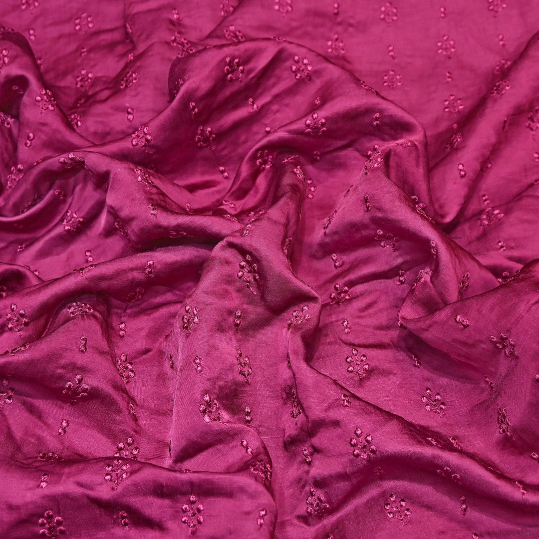 Linen Satin Thread Embroidery Fabric | Soft Designer Fabric- MF0739-3