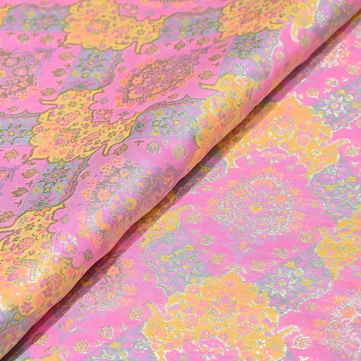 Banarasi Rangkat Zari Brocade Fabric|Traditional Woven Designer Banarasi Fabric| RAN365-D