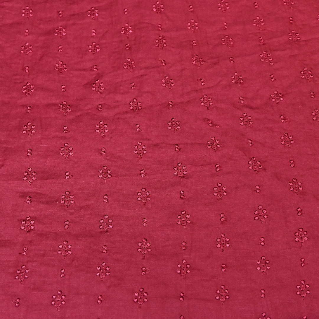 Linen Satin Thread Embroidery Fabric | Soft Designer Fabric- MF0739-4