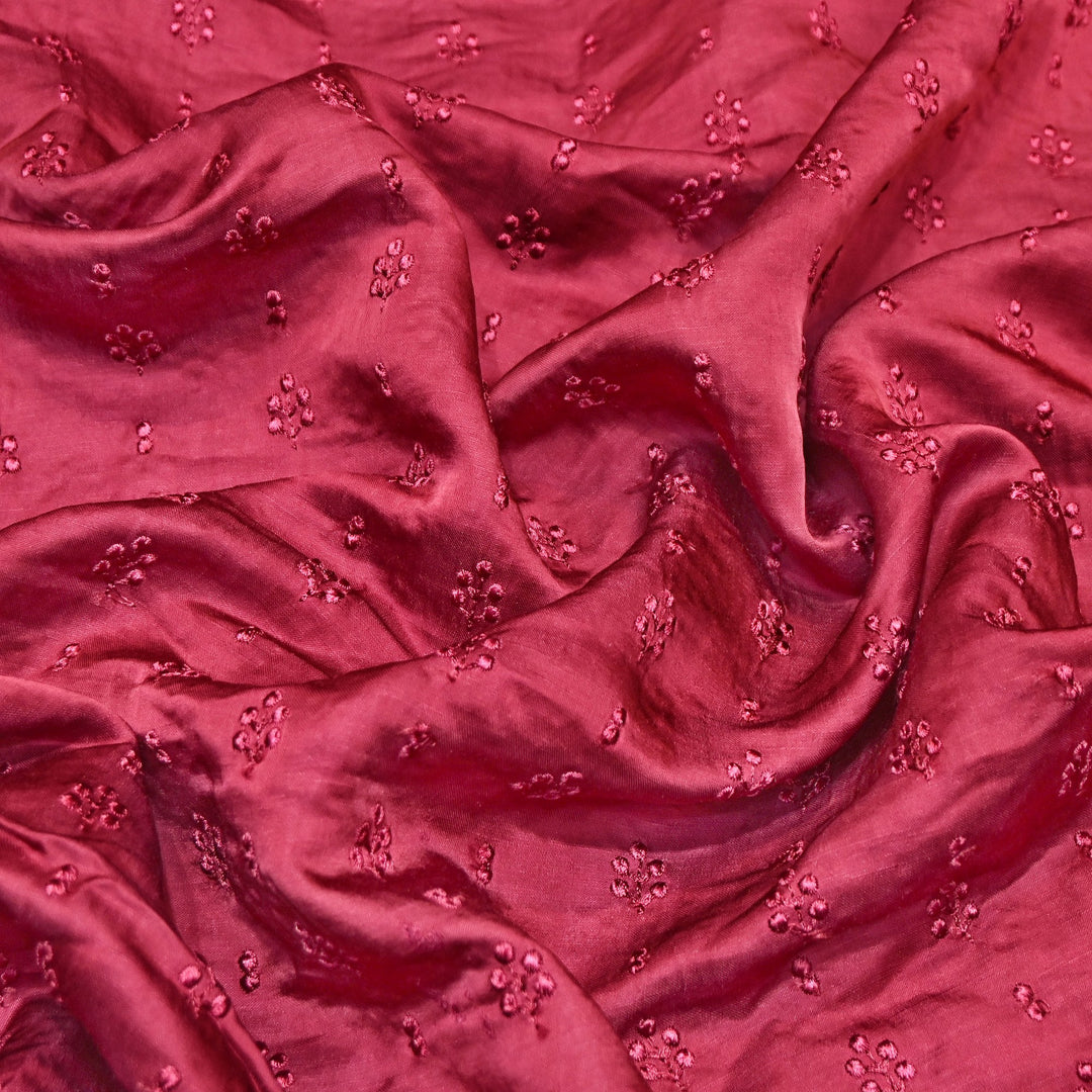 Linen Satin Thread Embroidery Fabric | Soft Designer Fabric- MF0739-4