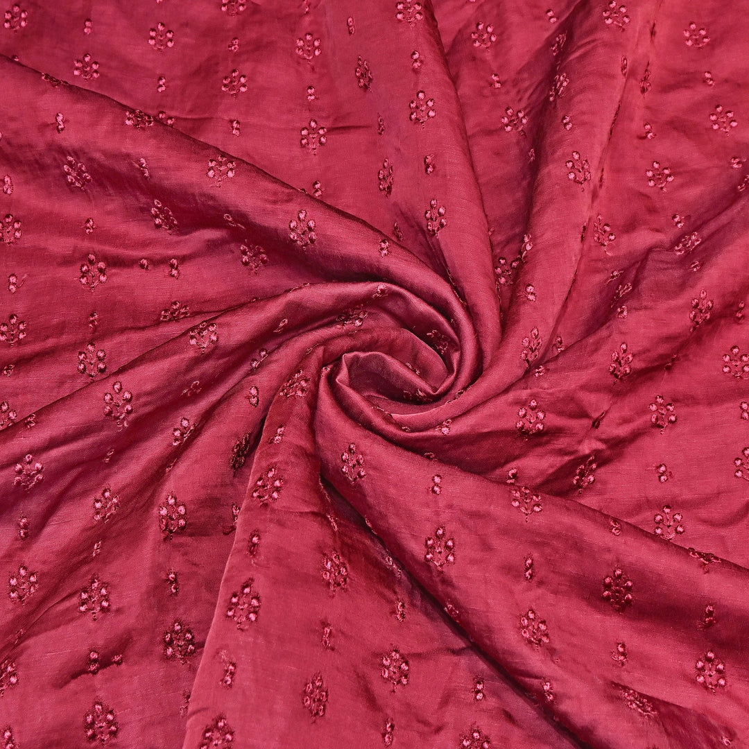 Linen Satin Thread Embroidery Fabric | Soft Designer Fabric- MF0739-4