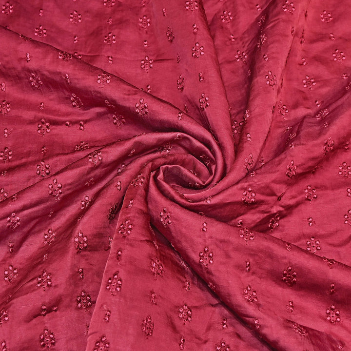 Linen Satin Thread Embroidery Fabric | Soft Designer Fabric- MF0739-4