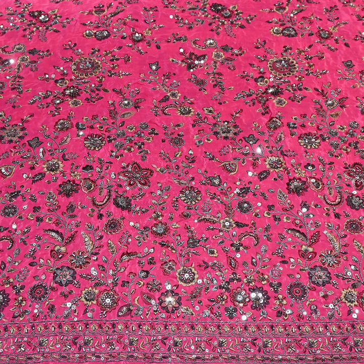 Luxury Crepe Thread Embroidery Fabric with Cut Dana & Sequins Work- D50351-1