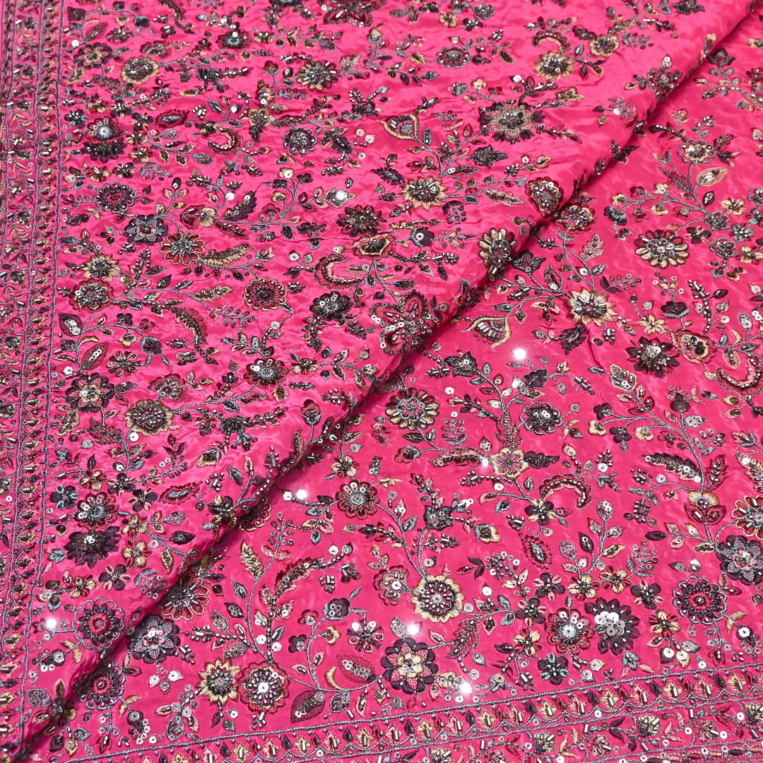 Luxury Crepe Thread Embroidery Fabric with Cut Dana & Sequins Work- D50351-1