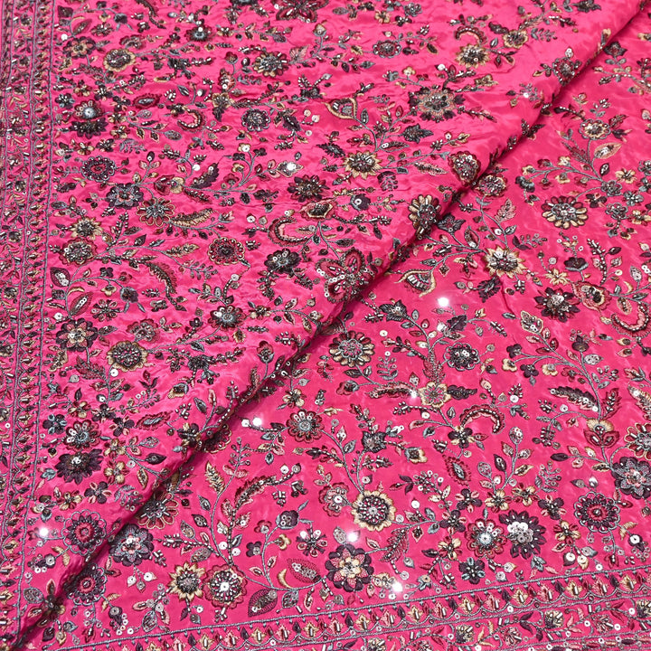 Luxury Crepe Thread Embroidery Fabric with Cut Dana & Sequins Work- D50351-1