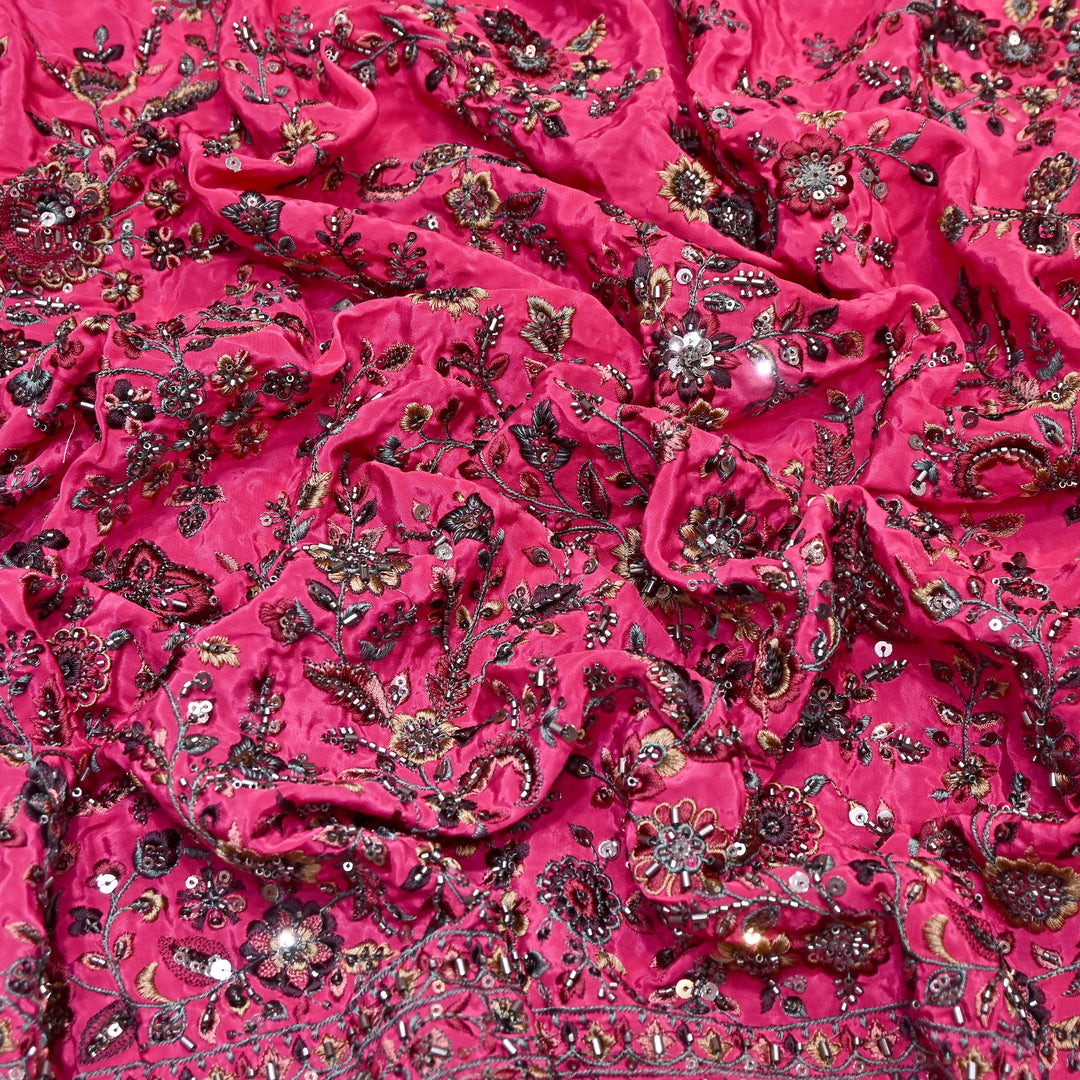 Luxury Crepe Thread Embroidery Fabric with Cut Dana & Sequins Work- D50351-1