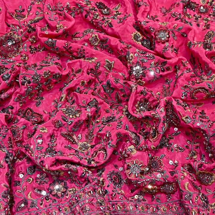 Luxury Crepe Thread Embroidery Fabric with Cut Dana & Sequins Work- D50351-1