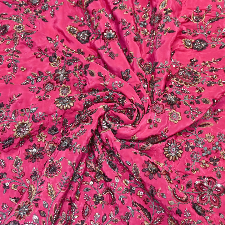 Luxury Crepe Thread Embroidery Fabric with Cut Dana & Sequins Work- D50351-1