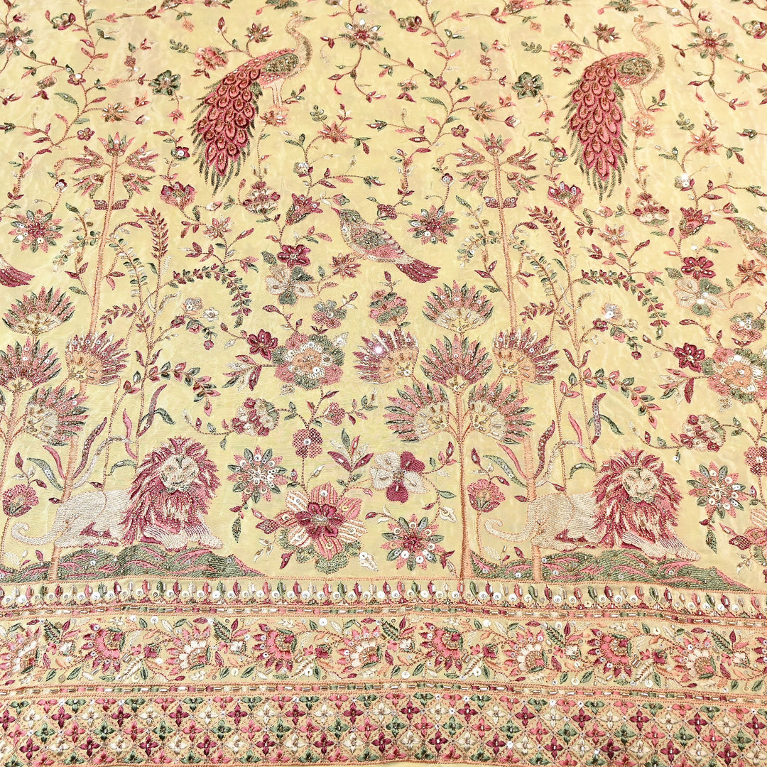 Crepe Multicolor Thread, Pearl & Sequins Embroidery – Designer Couture Fabric- D50420-1