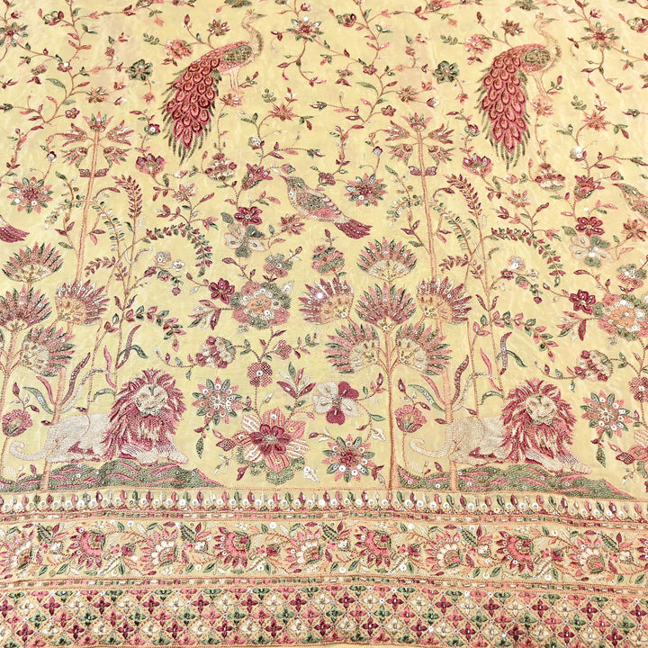 Crepe Multicolor Thread, Pearl & Sequins Embroidery – Designer Couture Fabric- D50420-1