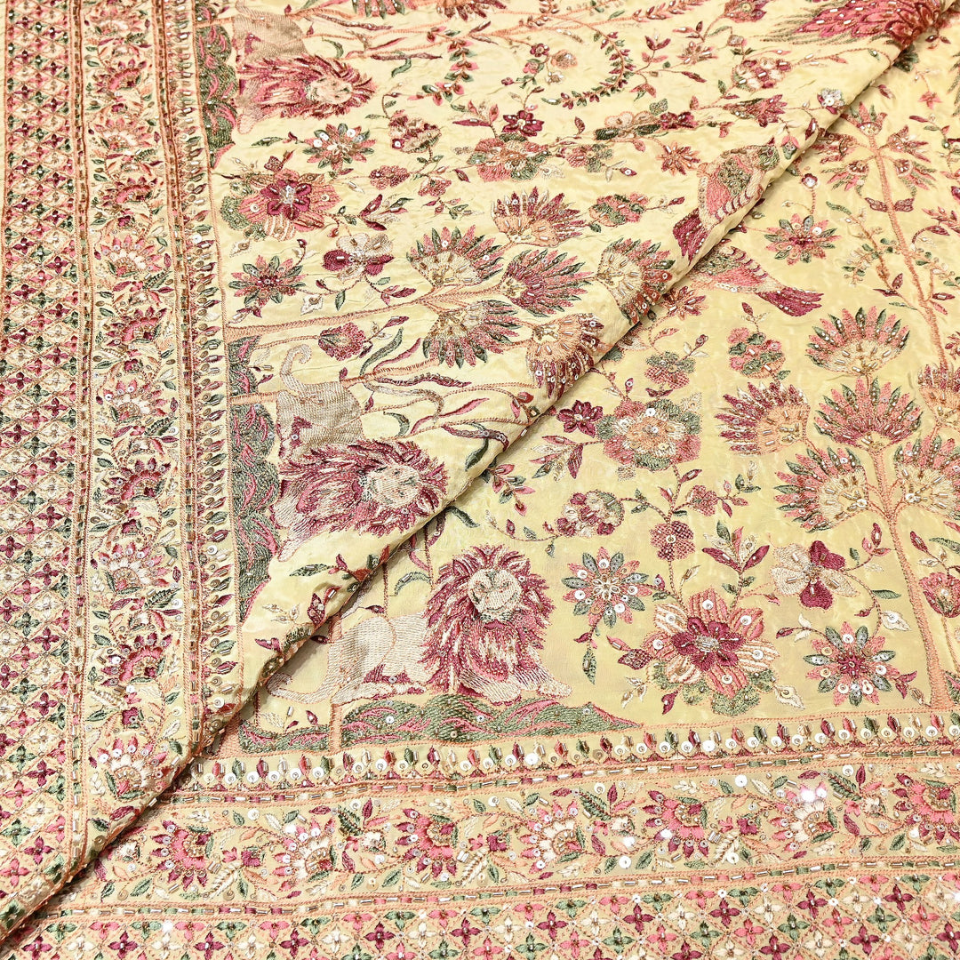 Crepe Multicolor Thread, Pearl & Sequins Embroidery – Designer Couture Fabric- D50420-1