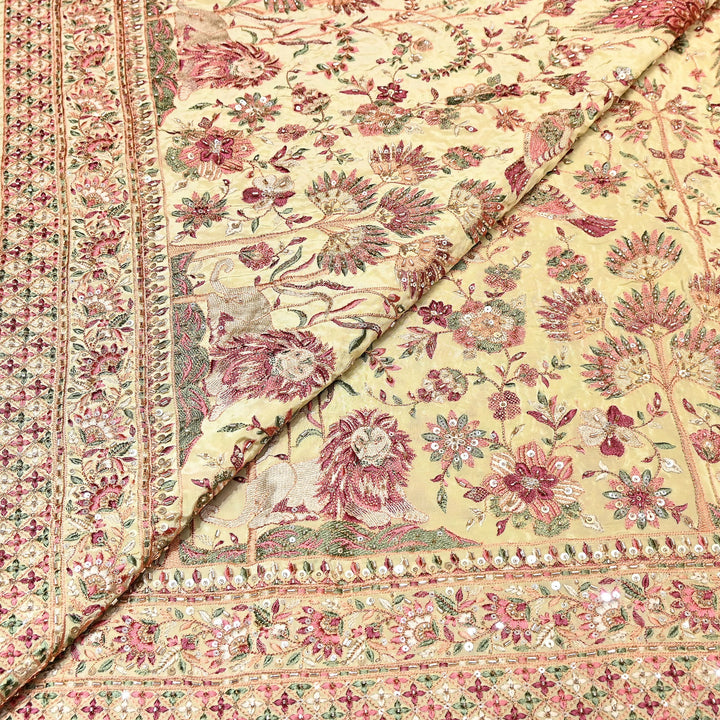 Crepe Multicolor Thread, Pearl & Sequins Embroidery – Designer Couture Fabric- D50420-1