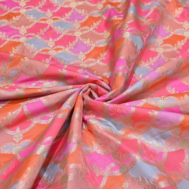 Mughal Rangkat Zari Brocade Fabric – Luxury Designer Brocade Fabric - SS0050-9