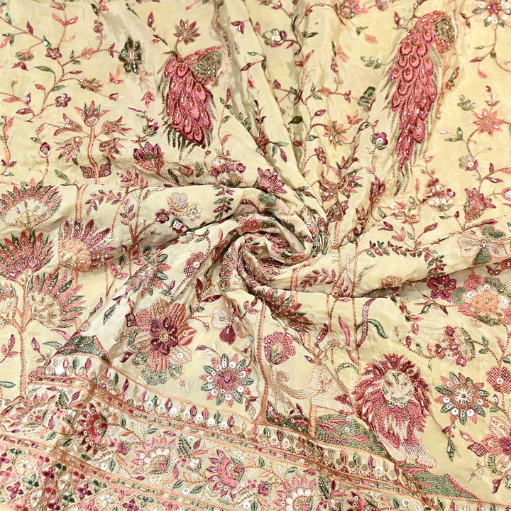 Crepe Multicolor Thread, Pearl & Sequins Embroidery – Designer Couture Fabric- D50420-1