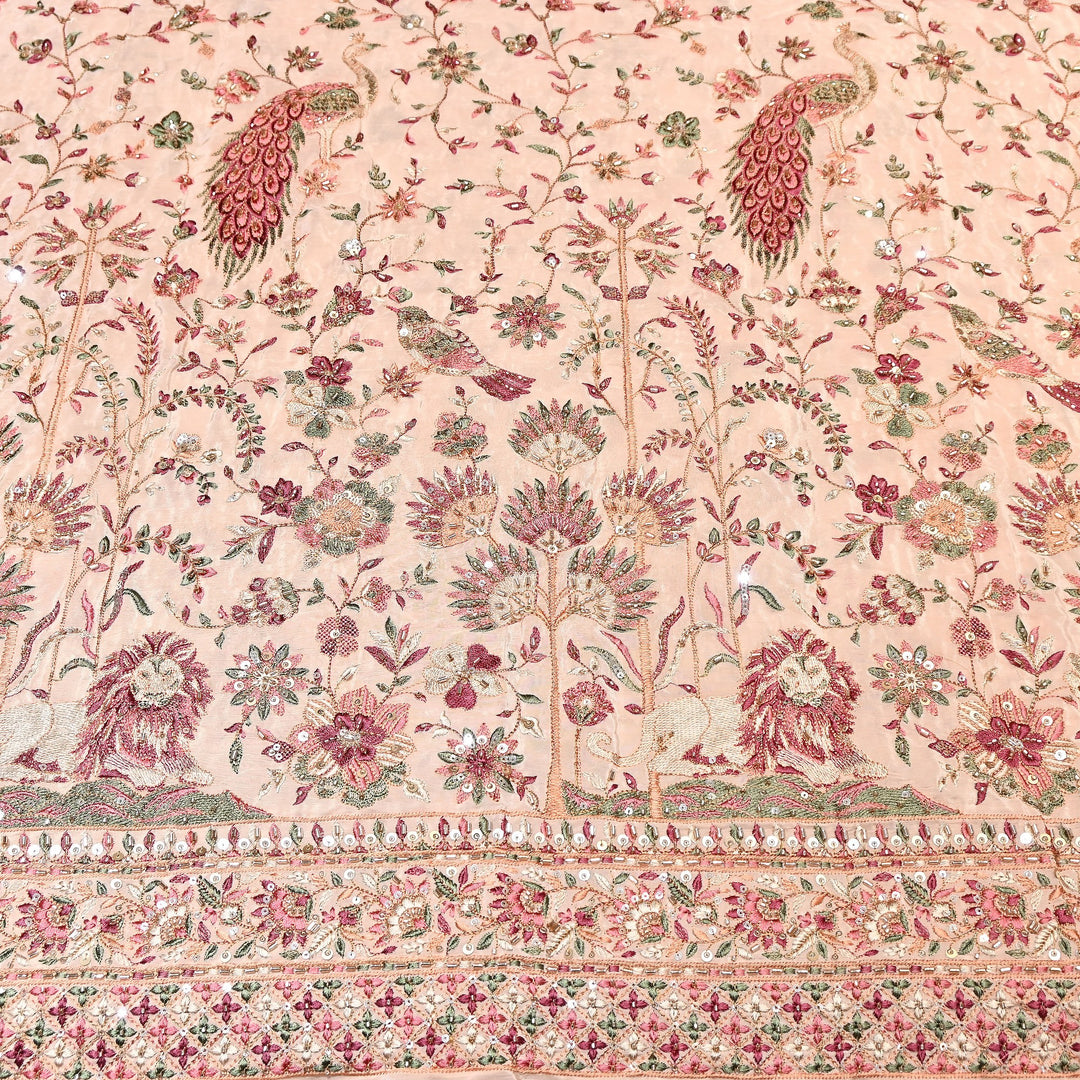 Crepe Multicolor Thread, Pearl & Sequins Embroidery – Designer Couture Fabric- D50420-2