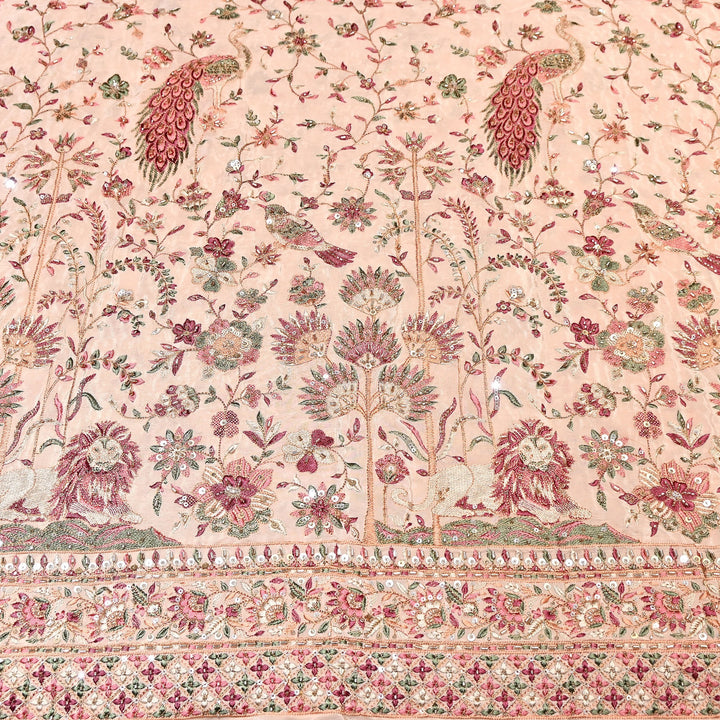 Crepe Multicolor Thread, Pearl & Sequins Embroidery – Designer Couture Fabric- D50420-2