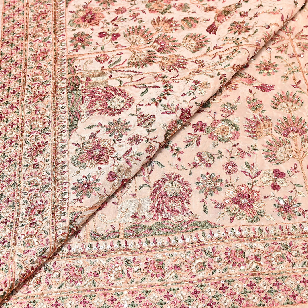 Crepe Multicolor Thread, Pearl & Sequins Embroidery – Designer Couture Fabric- D50420-2
