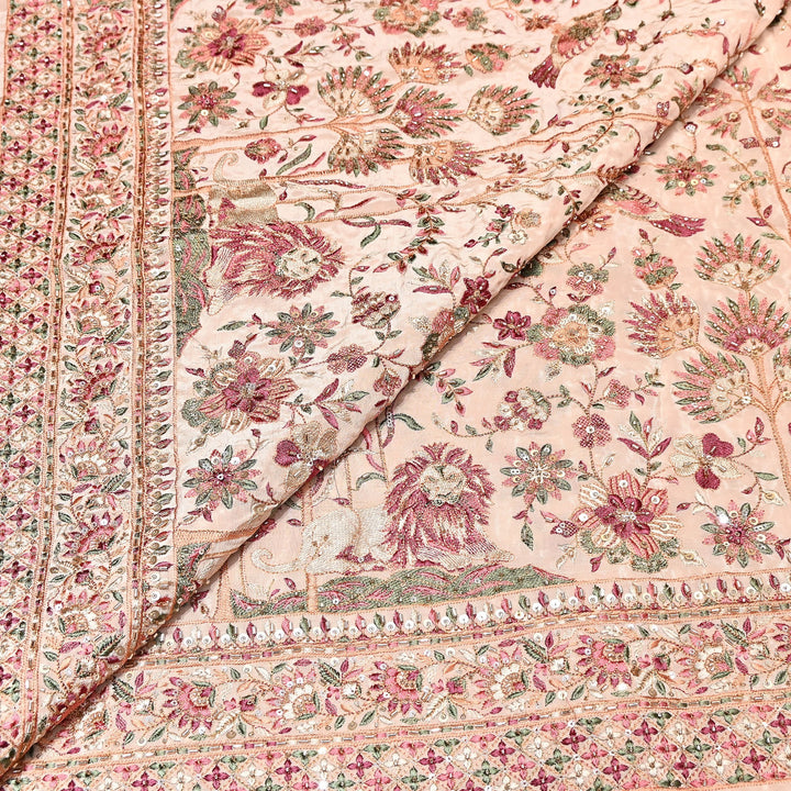Crepe Multicolor Thread, Pearl & Sequins Embroidery – Designer Couture Fabric- D50420-2