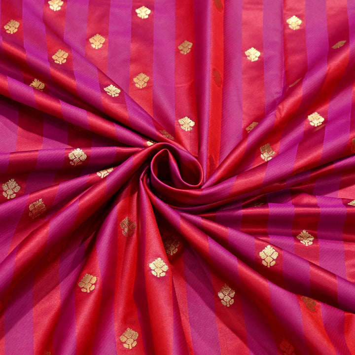 Premium Satin Stripes Zari Jacquard Brocade  Fabric | Designer Brocade Fabric | JAC275-2