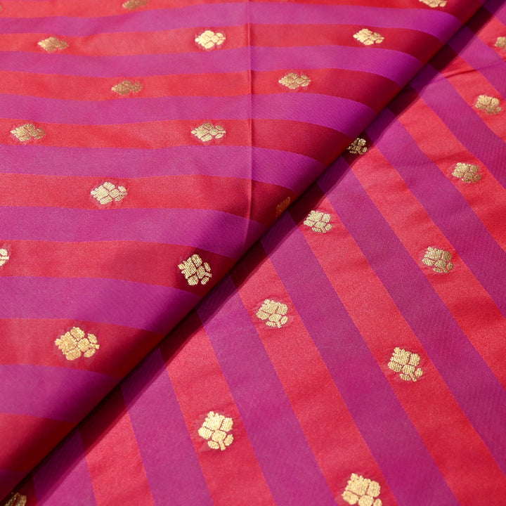 Premium Satin Stripes Zari Jacquard Brocade  Fabric | Designer Brocade Fabric | JAC275-2
