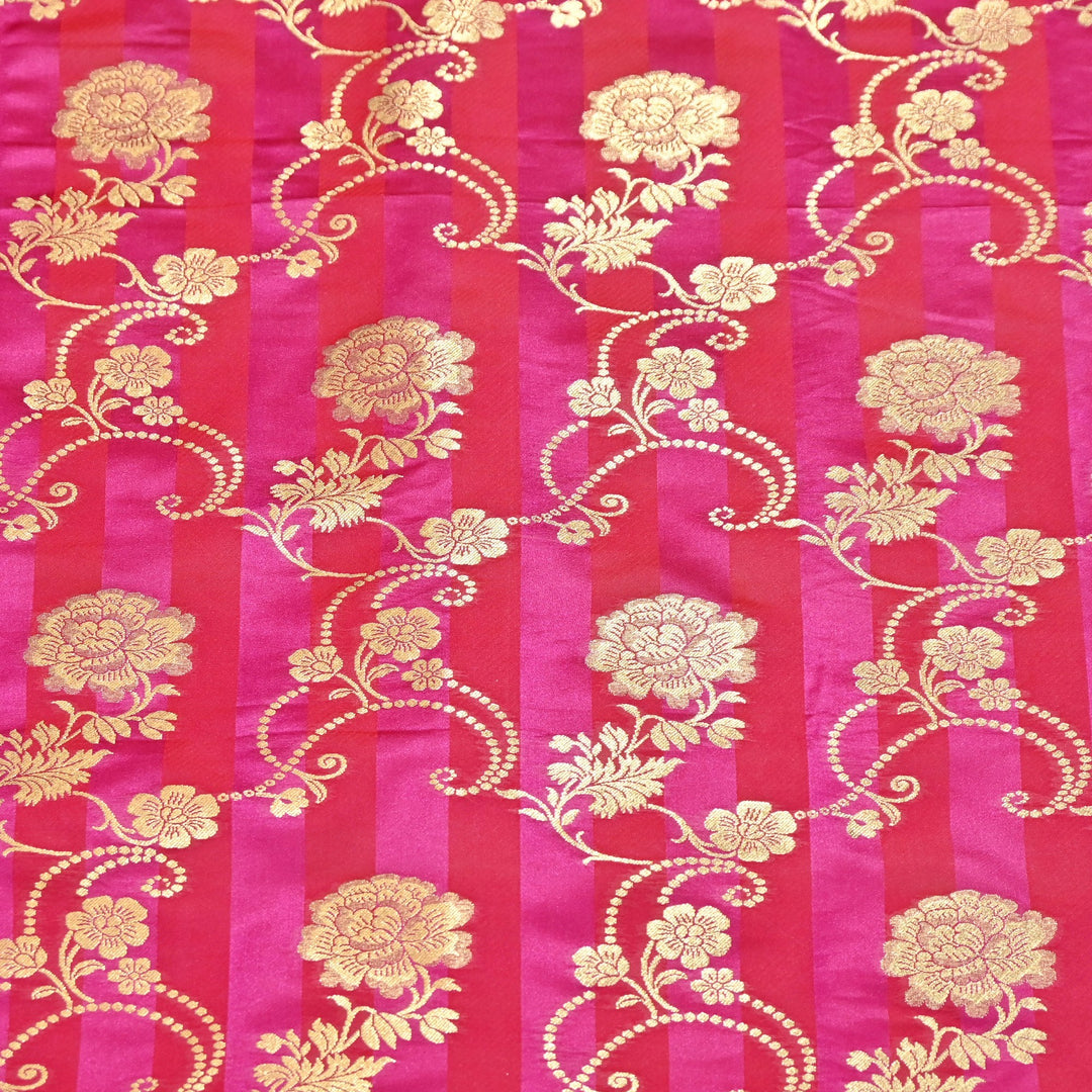 Premium Satin Stripes Zari Jacquard Brocade  Fabric | Designer Brocade Fabric | JAC275-1