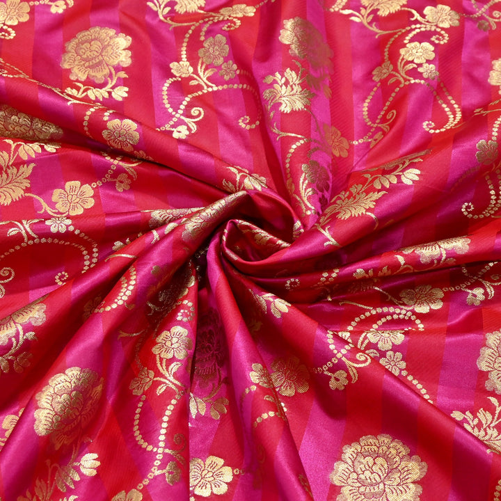 Premium Satin Stripes Zari Jacquard Brocade  Fabric | Designer Brocade Fabric | JAC275-1