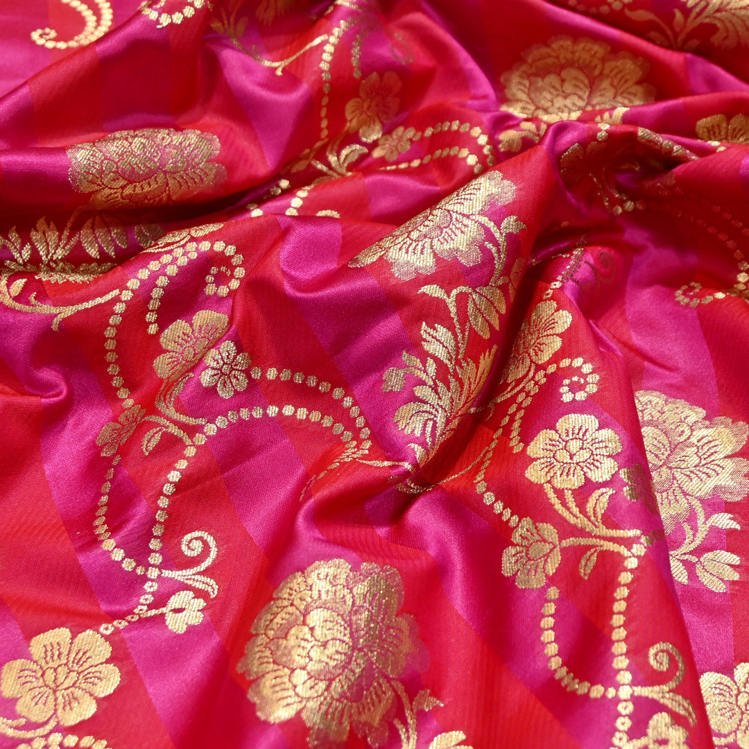 Premium Satin Stripes Zari Jacquard Brocade  Fabric | Designer Brocade Fabric | JAC275-1
