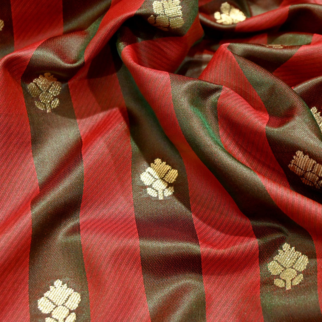 Premium Satin Stripes Zari Jacquard Brocade Fabric | Designer Brocade Fabric | JAC275-6