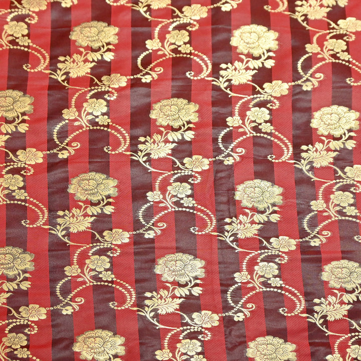 Premium Satin Stripes Zari Jacquard Brocade Fabric | Designer Brocade Fabric | JAC275-9
