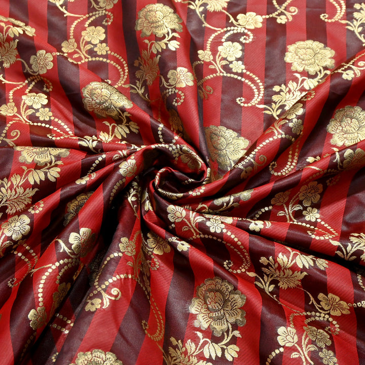Premium Satin Stripes Zari Jacquard Brocade Fabric | Designer Brocade Fabric | JAC275-9